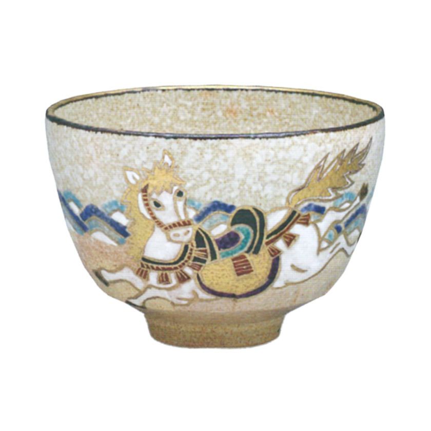 茶道具 抹茶茶碗（まっちゃちゃわん） 色絵 海馬 茶碗 中村 源水 干支