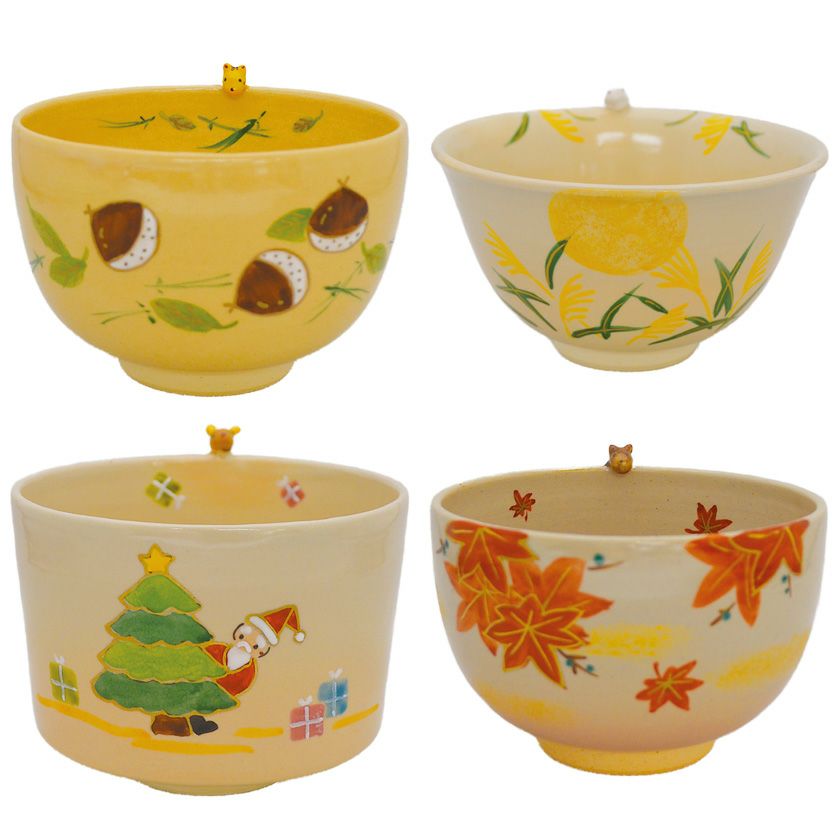 茶道具 抹茶茶碗（まっちゃちゃわん） 京焼 12ヶ月茶碗 竹中 洸祥　1月～12月から柄をお選びください。 抹茶茶碗は茶の湯文化である表千家・裏千家の茶道具や抹茶を専門に扱う千紀園（せんきえん）が通販で販売しています。茶会また初心者向けのお稽古用にご利用いただける抹茶碗です。贈り物・ギフトにも人気です。