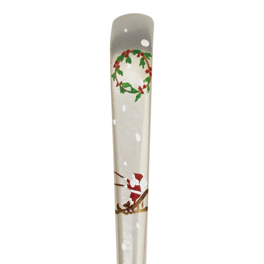茶道具 茶杓（ちゃしゃく） 塗茶杓 銀 リースとサンタ蒔絵 佐々木 麗峰