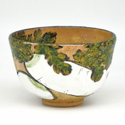 茶道具 抹茶茶碗（まっちゃちゃわん） 茶碗 灰釉 大根に蕪 中村 良二