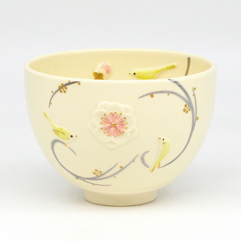 抹茶茶碗　浮彫　梅に鶯　今岡三四郎作 浮彫 梅に鶯 茶碗 | 今岡三四郎/イマオカサンシロウ | 三越伊勢丹