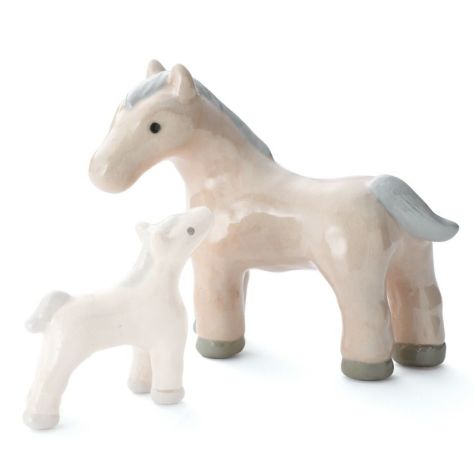 茶道具 置物 干支置物 親子馬（白） 親のみ 楽入窯 干支 午（うま、馬）