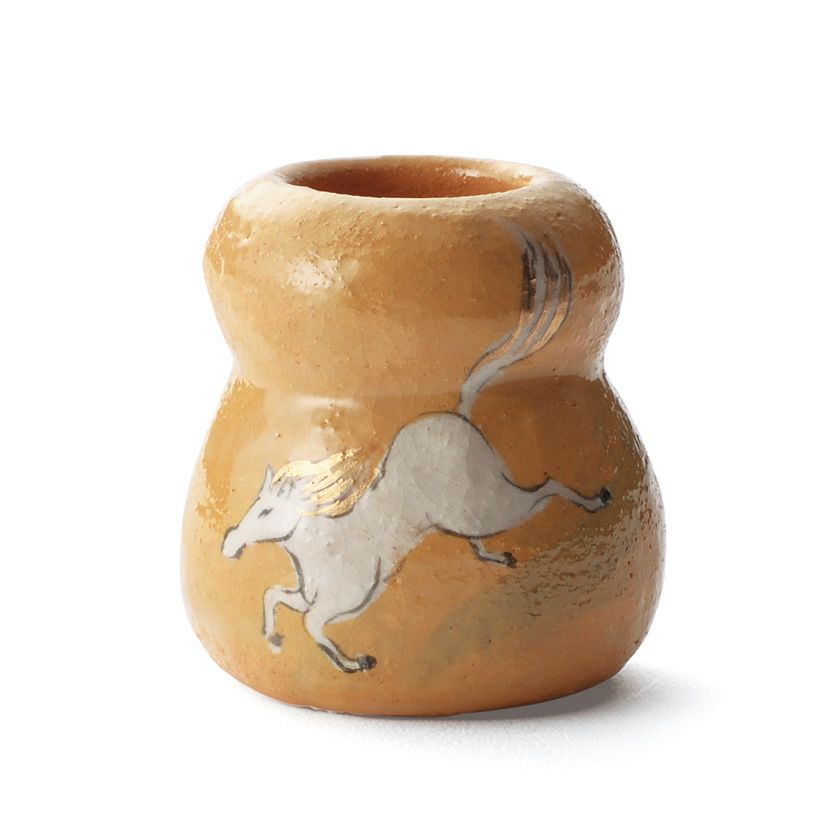 茶道具 蓋置（ふたおき） 蓋置 瓢箪から駒 楽入窯 干支 午（うま、馬）