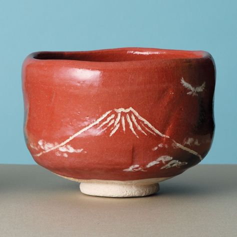 茶道具 楽茶碗（らくちゃわん） 季節茶碗 赤楽 富士の絵 吉村 楽入