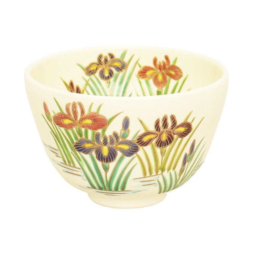 茶道具 抹茶茶碗（まっちゃちゃわん） 茶碗 色絵 花菖蒲 加藤 悠楽
