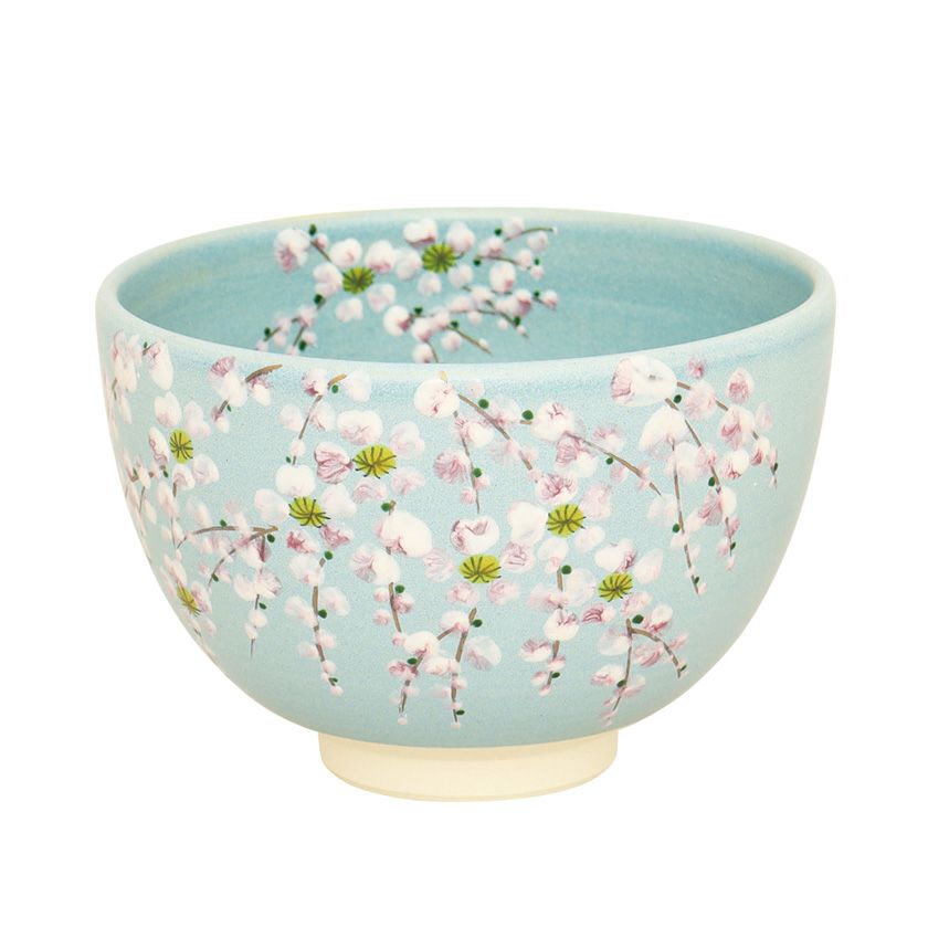 京焼 在銘 松香 枝垂桜 模様 茶碗  抹茶碗 茶道具 加藤松香　60504 京焼 在銘 松香 枝垂桜 模様 茶碗 抹茶碗 茶道具 加藤松香 60504