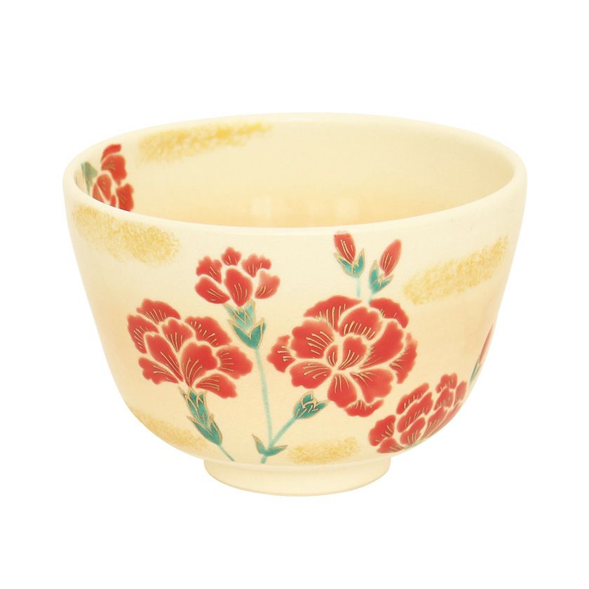 茶道具 抹茶茶碗（まっちゃちゃわん） 茶碗 色絵 カーネーション 加藤