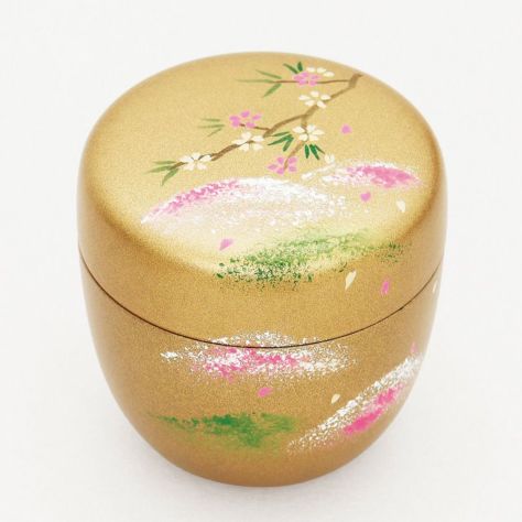 茶道具 薄茶器（うすちゃき） 梨子地中棗 山笑蒔絵（内梨子地）【樹脂