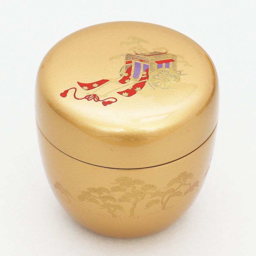 茶道具 薄茶器（うすちゃき） 金地中棗 御所車蒔絵【樹脂製】 東雲 雛