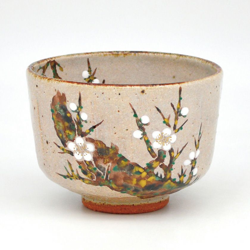 新品未使用　中村良二　抹茶茶碗　梅　 共箱つき 茶道具 抹茶茶碗（まっちゃちゃわん） 茶碗 灰釉 白梅 中村 良二