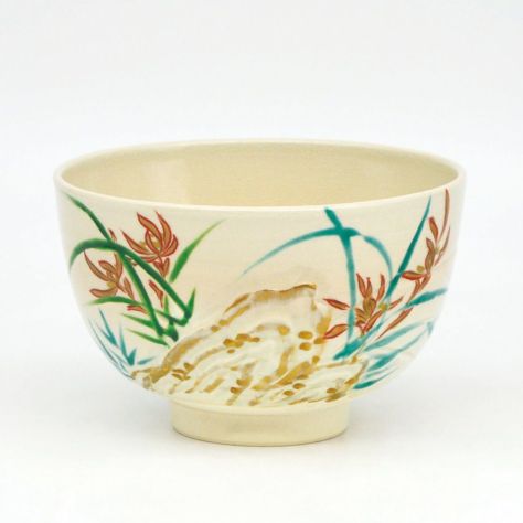 茶道具 抹茶茶碗（まっちゃちゃわん） 茶碗 浮彫 春蘭 如水窯