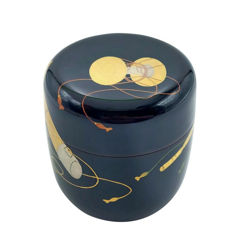 茶道具 薄茶器（うすちゃき） 中棗 溜 楽器蒔絵 中村 湖彩 雛祭り ひな祭り